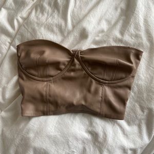 Faux leather bustier top